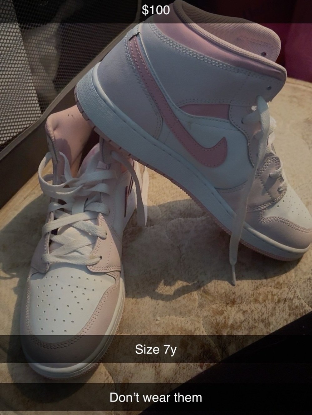 Nike High-Top Sneakers in White & Light Pink